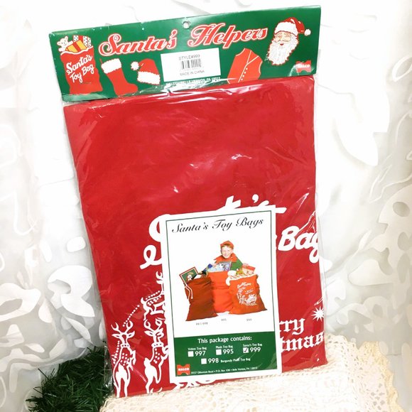 Halco “Merry Christmas” Santa Claus Toy Bag with Drawstring #999  NWT VTG - Picture 2 of 9